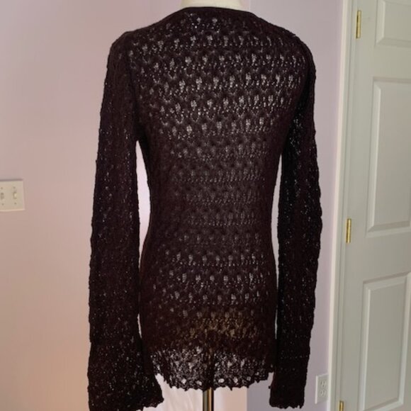 NWT Peruvian Connection silk alpaca lace tunic, plum, size S - Picture 2 of 9